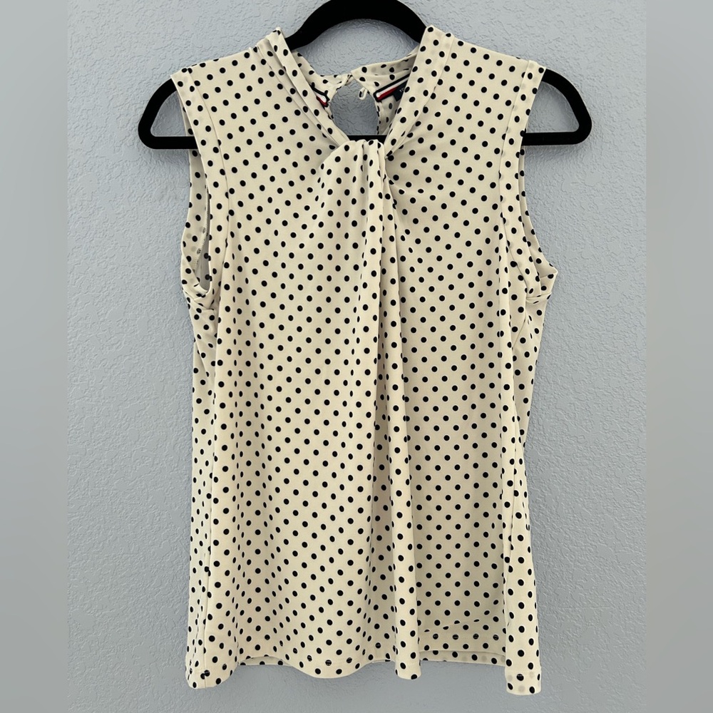 Tommy Hilfiger Cream and Black Polka Dot Blouse